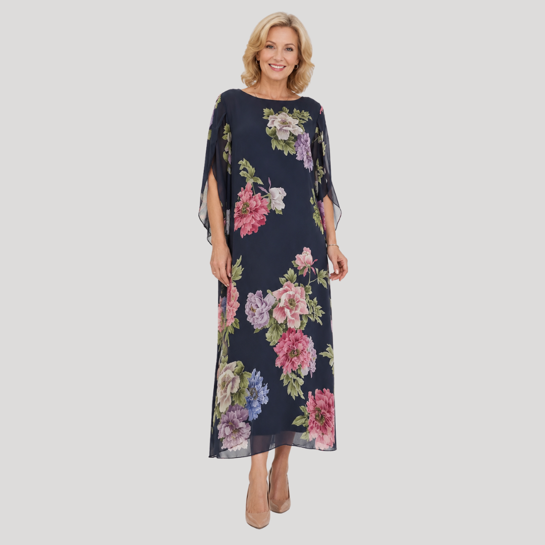 Sylvenne | Women's Floral Maxi Dress - Navy - Image 1