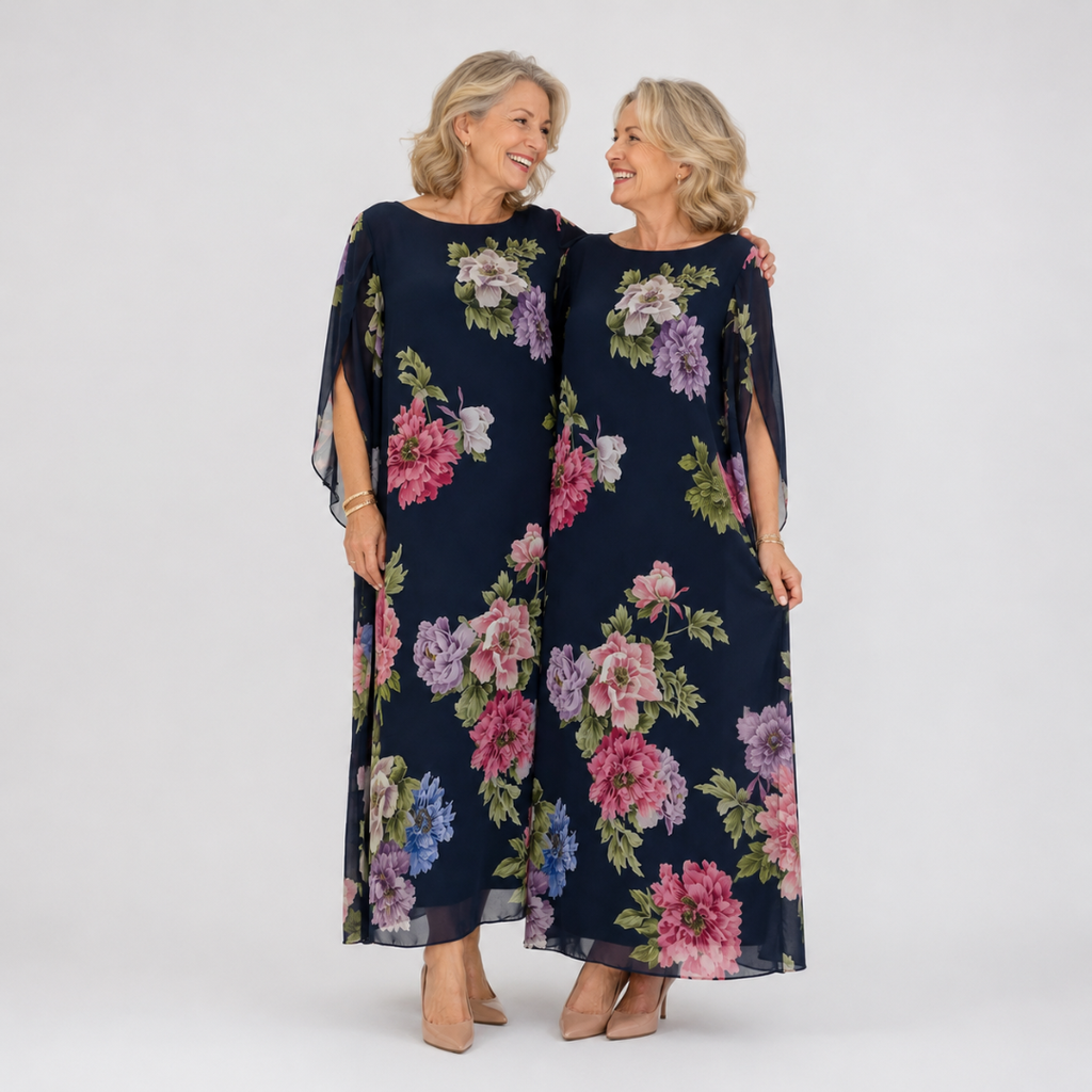 Sylvenne | Women's Floral Maxi Dress - Navy - Image 2