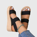 Tarvaine | Women's Platform Sandals Wide Strap Wedge - Black - Image 1