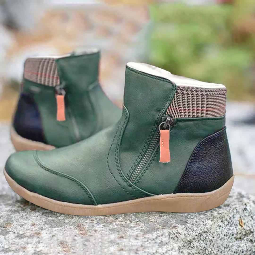 Tarvelle | Women's Orthopedic Ankle Boots Side Zip - Green - Image 1