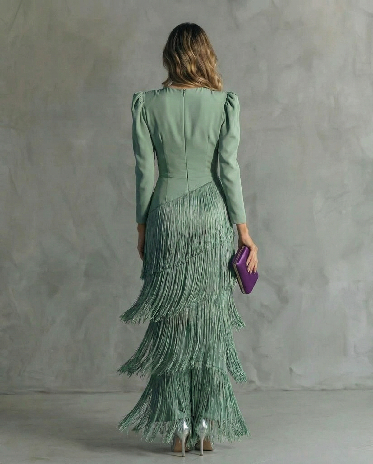 Tavelle | Women's Cocktail Dress Layered Fringe Midi - Image 7