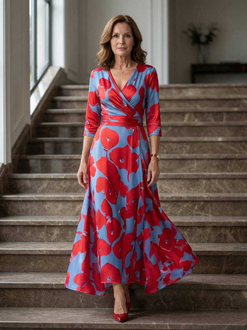 Tavona | Women's Midi Wrap Dress - Image 5