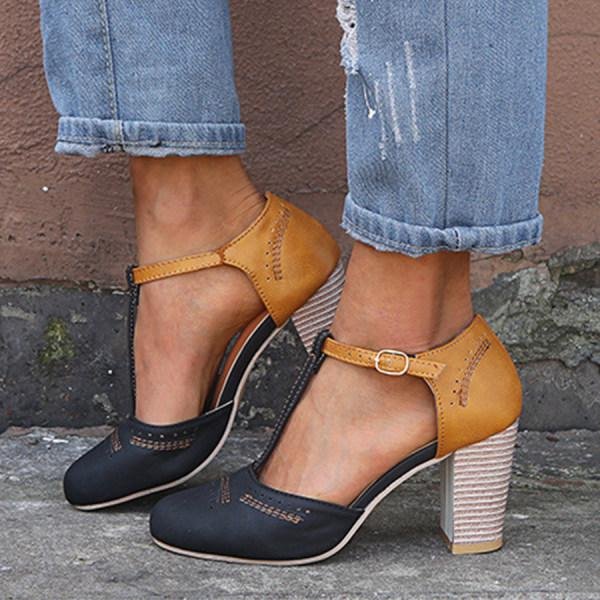 Tavora | Women's Block Heel Mary Jane T-Strap Heels - Image 1