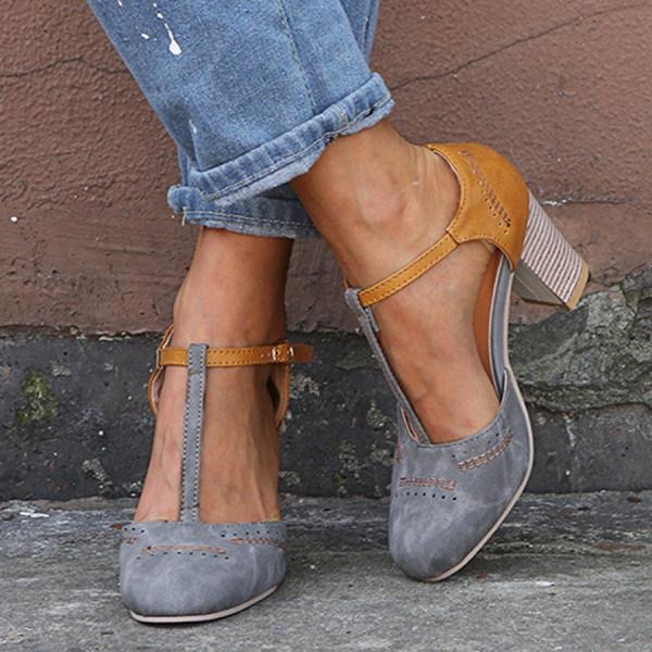Tavora | Women's Block Heel Mary Jane T-Strap Heels - Image 3