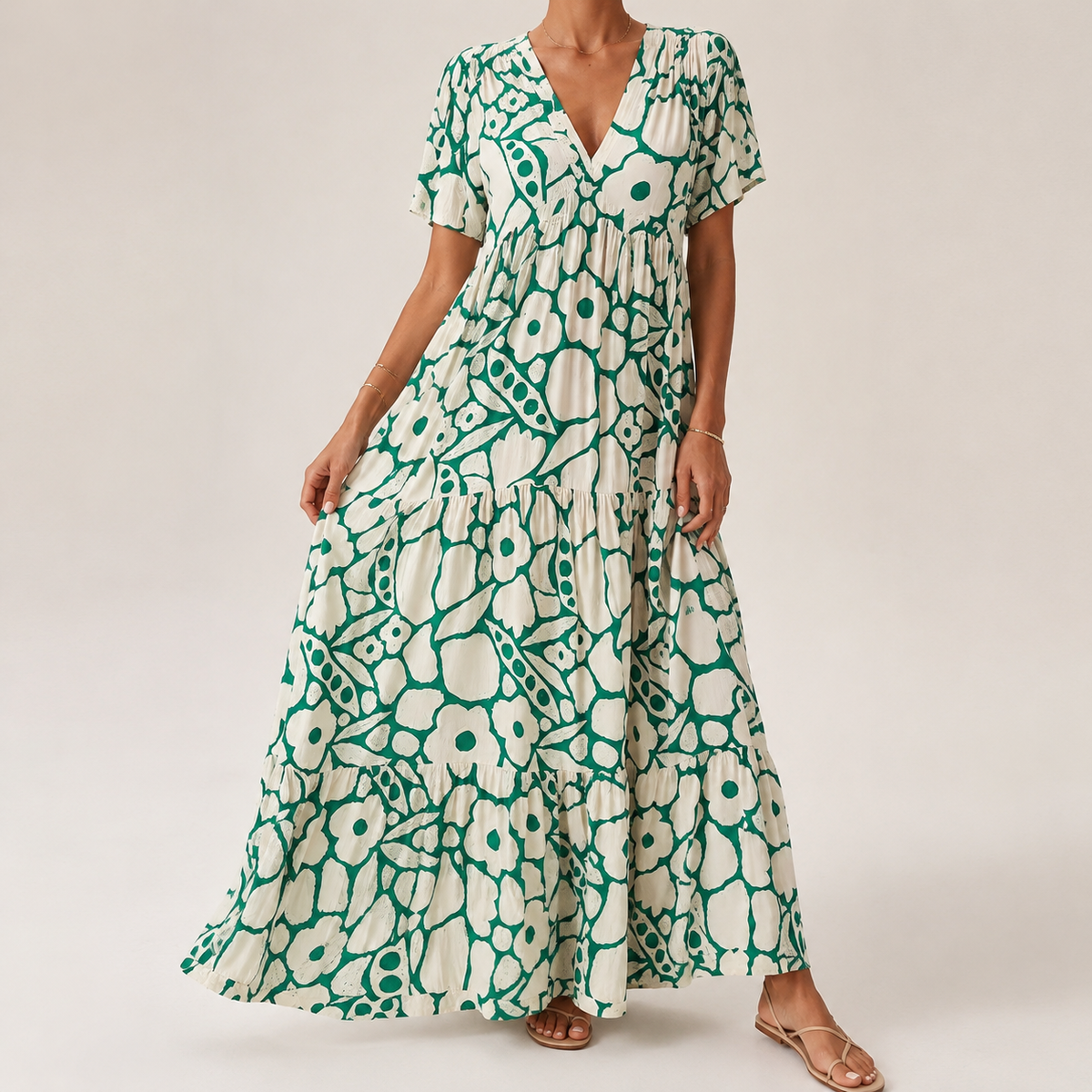 Telvaine | Women's Maxi Dress Tiered Skirt - Image 1