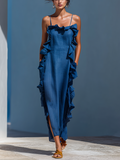 Telvara | Women's Casual Summer Maxi Dress Ruffle - Blue - Image 1
