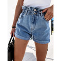 Telvara | Women's High-Waisted Denim Shorts - Light Blue - Image 1