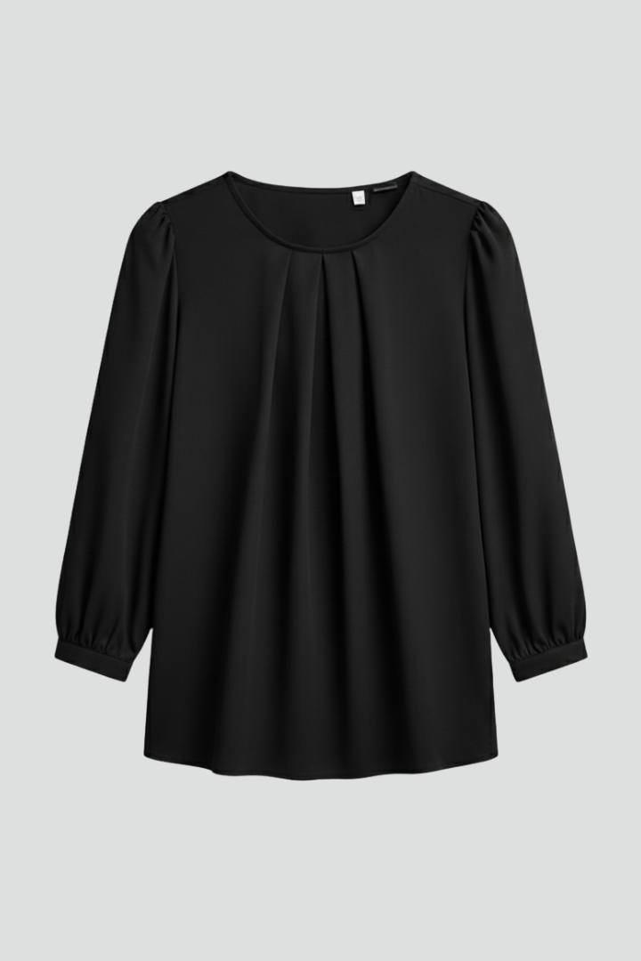 Telvessa | Women's Linen Top Long Sleeve Blouse - Black - Image 1