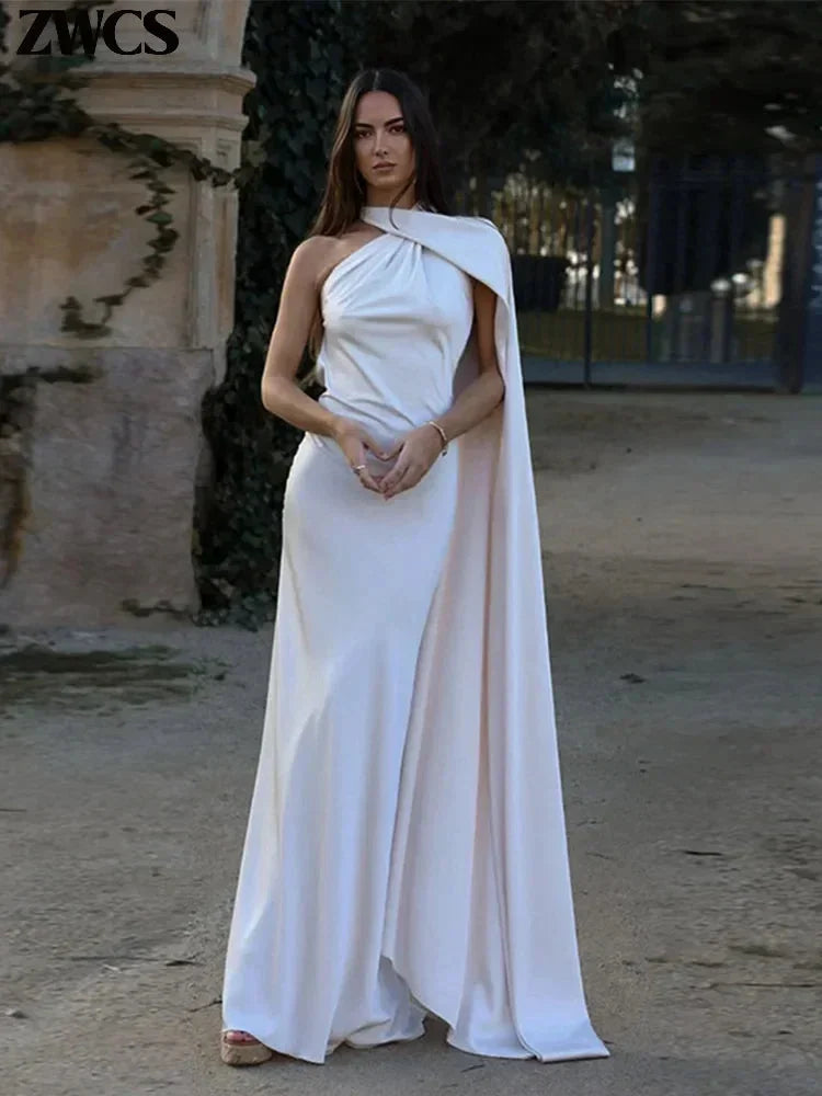 Telvienne | Women's Evening Gown Halter Neck Maxi Dress - Yellow - Image 9