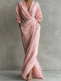 Telvine | Women's Wrap Maxi Dress V-Neck Ruched - Image 1