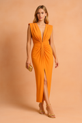 Telvorna | Women's Cocktail Dress Deep V-Neck Midi - Image 1