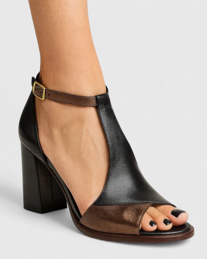 Telvorne | Women's Block Heel Sandals Open Toe Ankle Strap - Black - Image 1