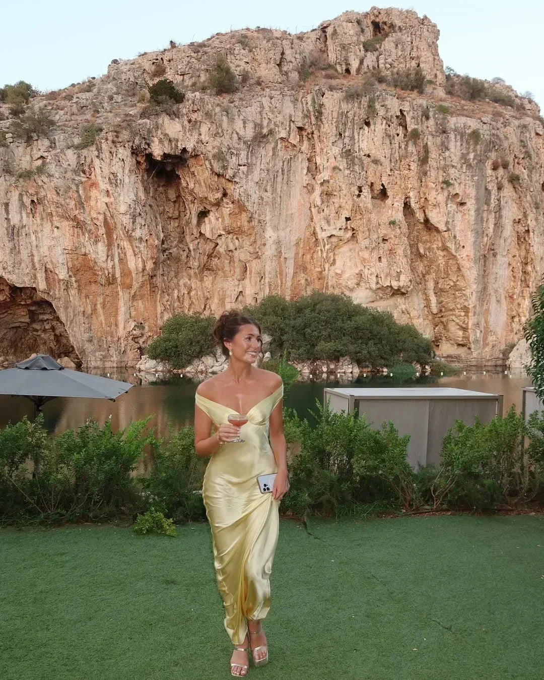 Telvourne | Women's Evening Gown Off-Shoulder Maxi Dress - Yellow - Image 5