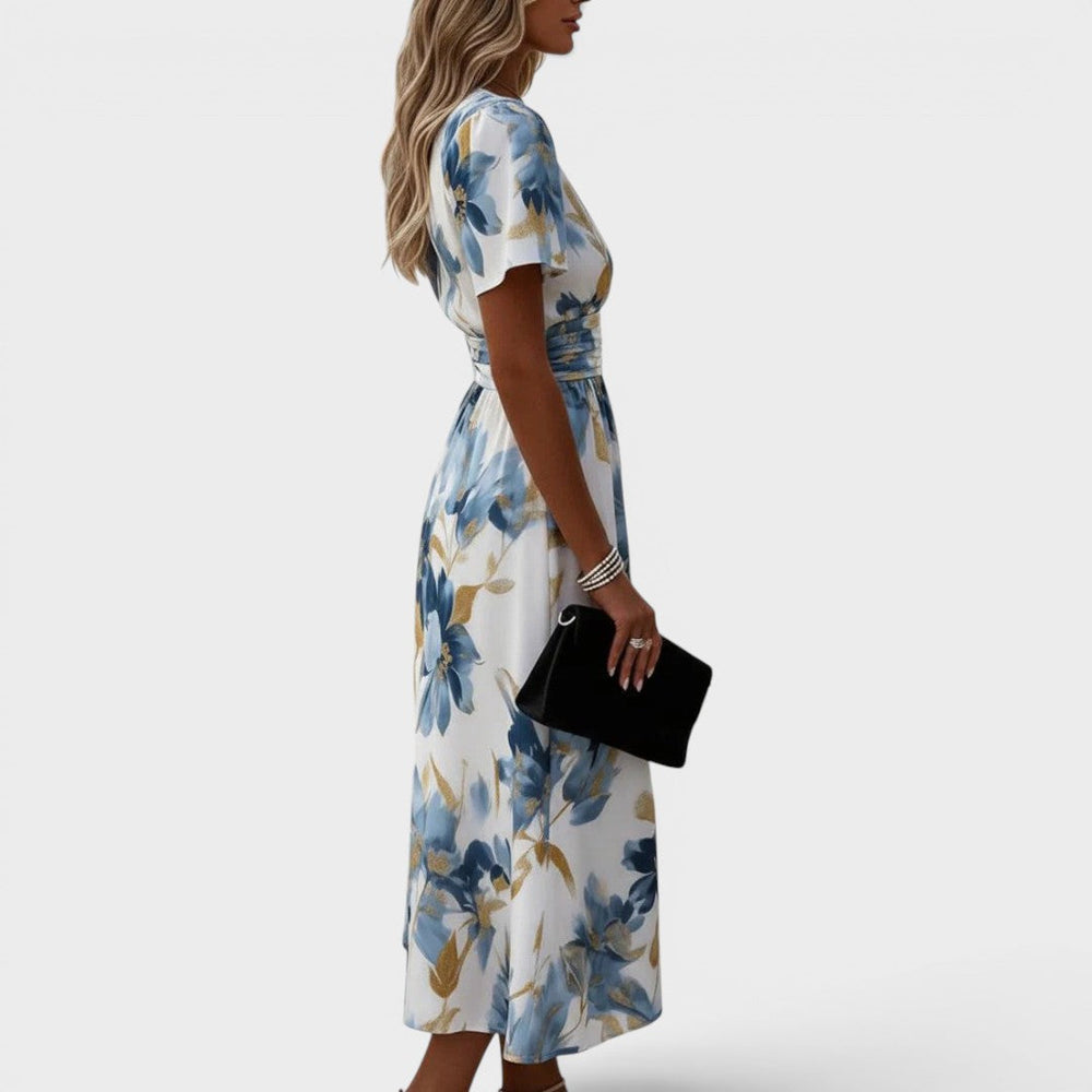 Thalindra | Women's Floral Print Wrap Midi Dress - Floral - Image 2