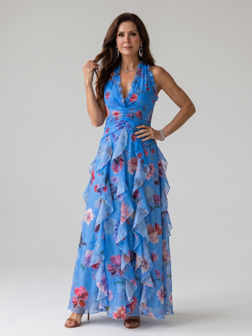 Thalveen | Women's Maxi Dress Halter Neck - Lilac - Image 6