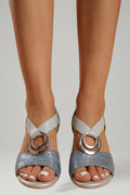 Thalvette | Women's Block Heel Sandals Ankle Strap - Blue - Image 1
