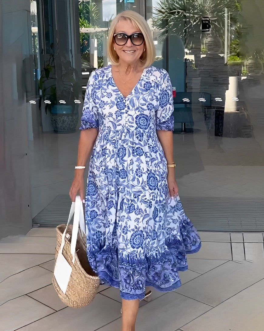 Thalvore | Women's Midi Dress - Blue - Image 2