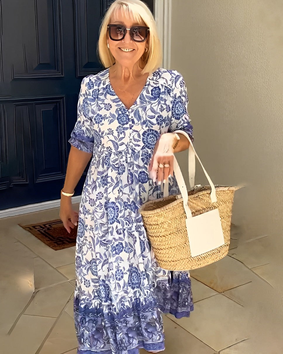 Thalvore | Women's Midi Dress - Blue - Image 3