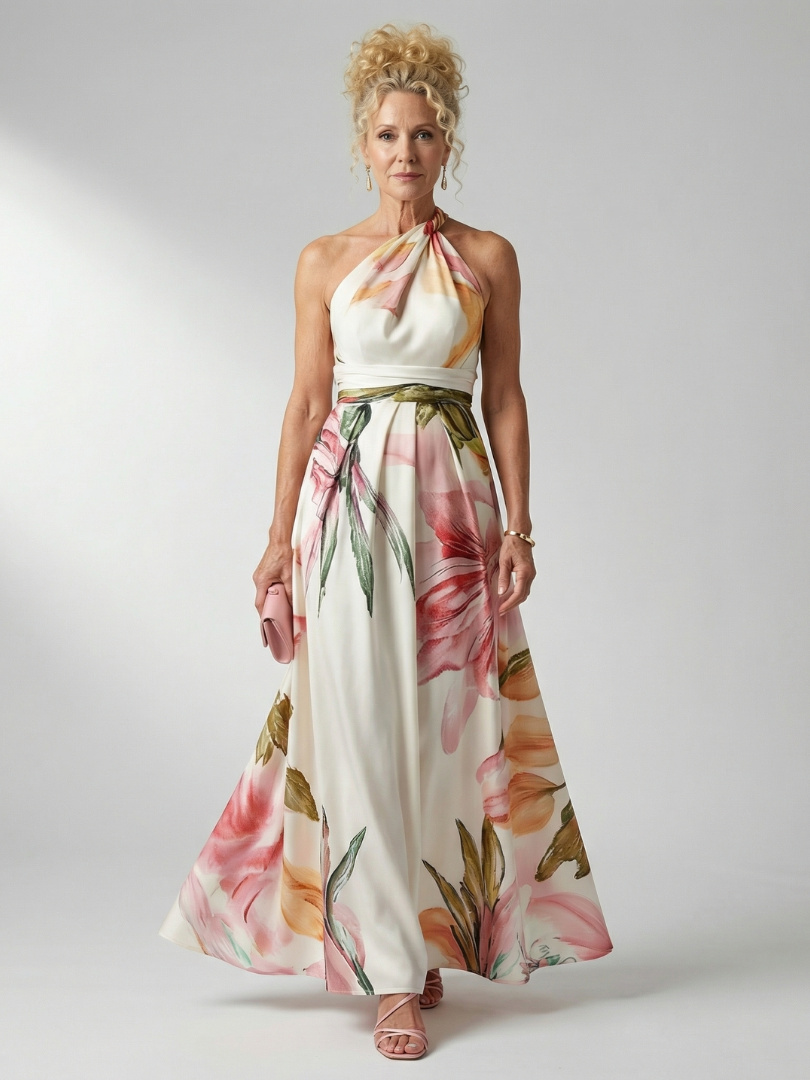 Thessalorne | Women's Maxi Dress Halter Neck - Image 1