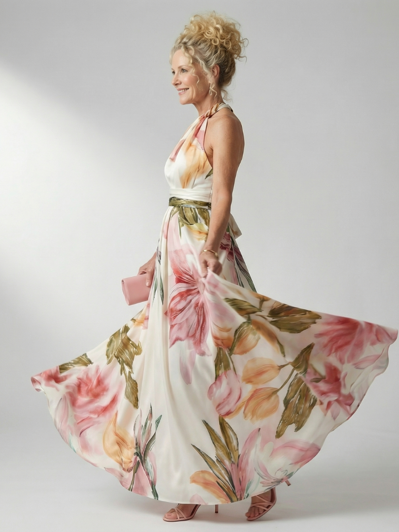 Thessalorne | Women's Maxi Dress Halter Neck - Image 2