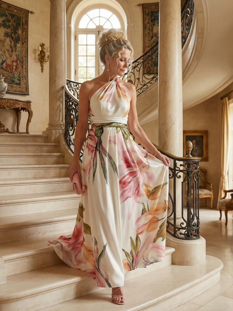 Thessalorne | Women's Maxi Dress Halter Neck - Image 7