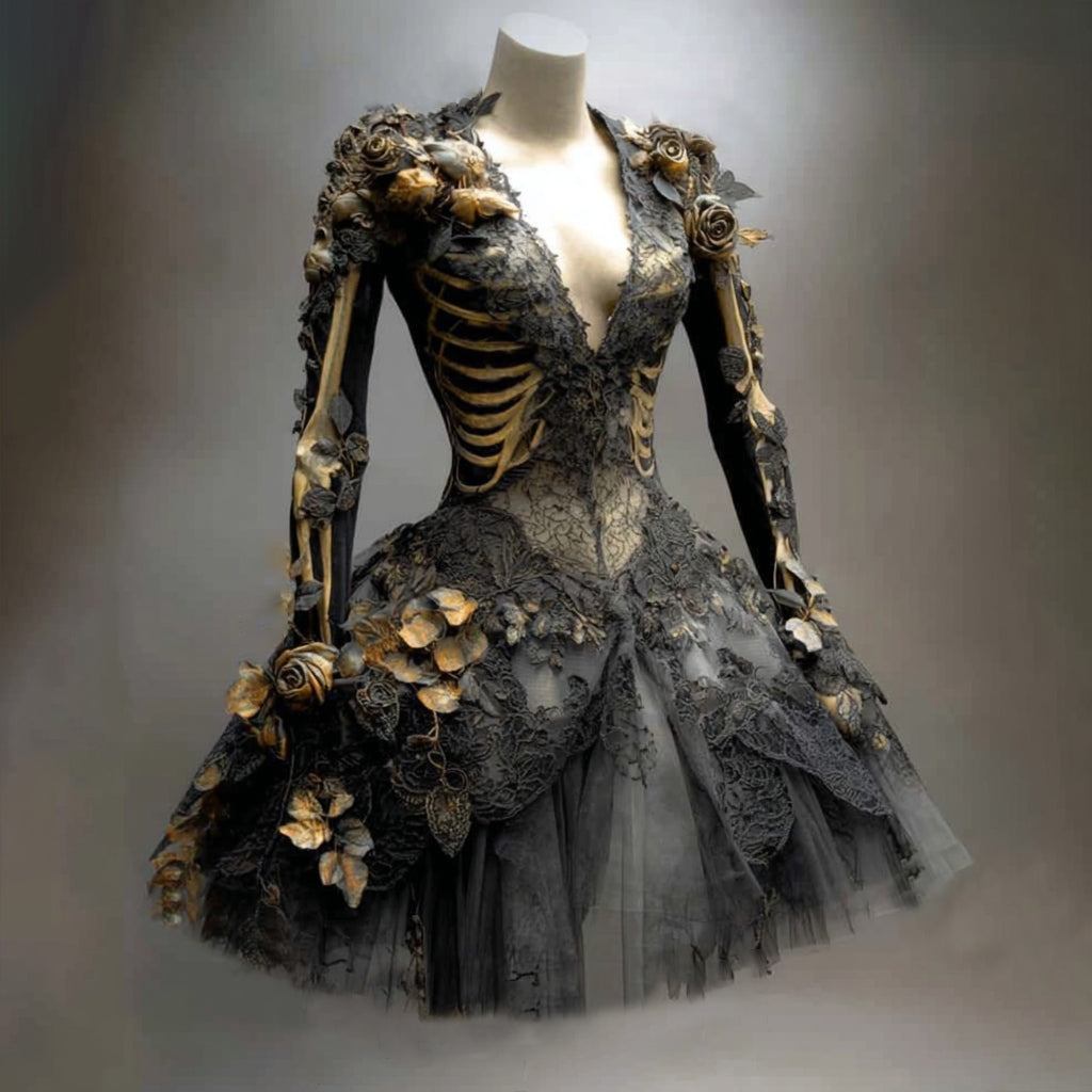 Thessvorn | Women's Gothic Lace Mini Dress - Image 1