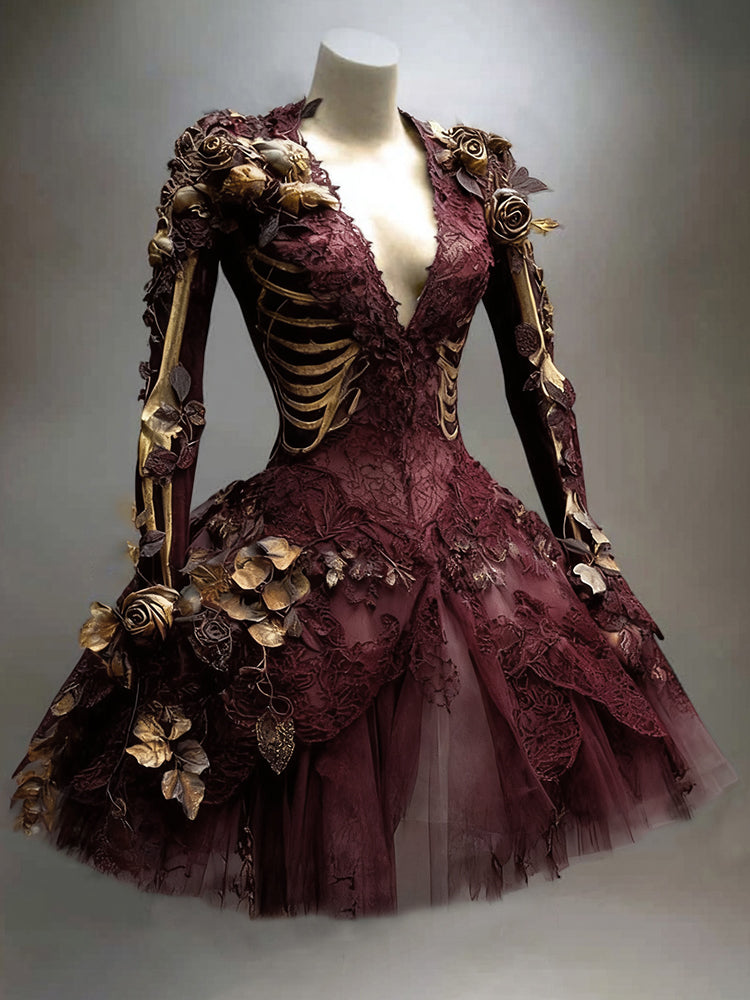 Thessvorn | Women's Gothic Lace Mini Dress - Image 2