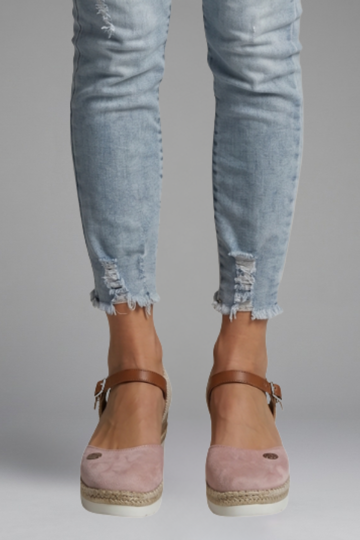 Tilvaine | Women's Ankle Strap Wedge Sandals - Pink - Image 4