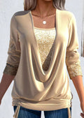 Tivara | Women's Christmas Party Top Sequin Cowl Neck - Image 1