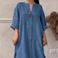 Tivara | Women's Maxi Dress Split Neck Relaxed Fit - Blue - Image 1