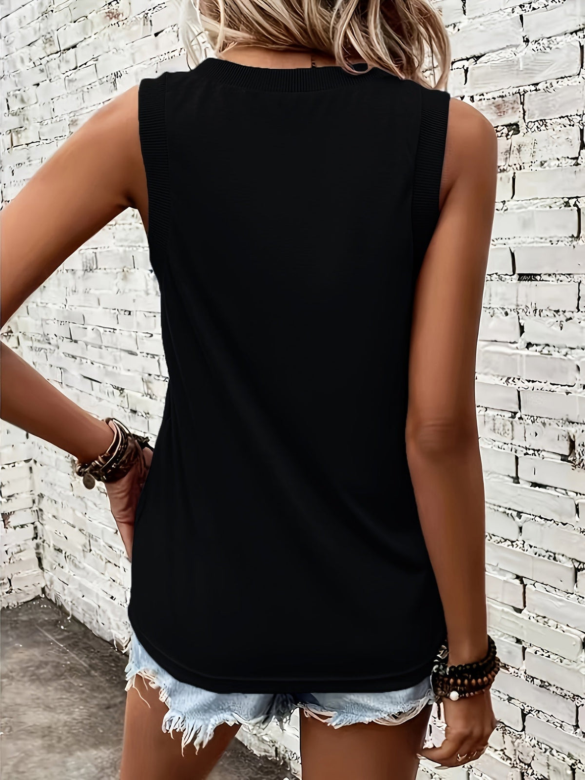 Tivara | Women's V-Neck Tank Top Relaxed Fit - Camel - Image 6