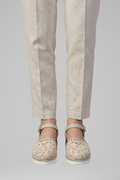 Tivella | Women's Crochet Ankle Strap Espadrille Sandals - Cream - Image 1