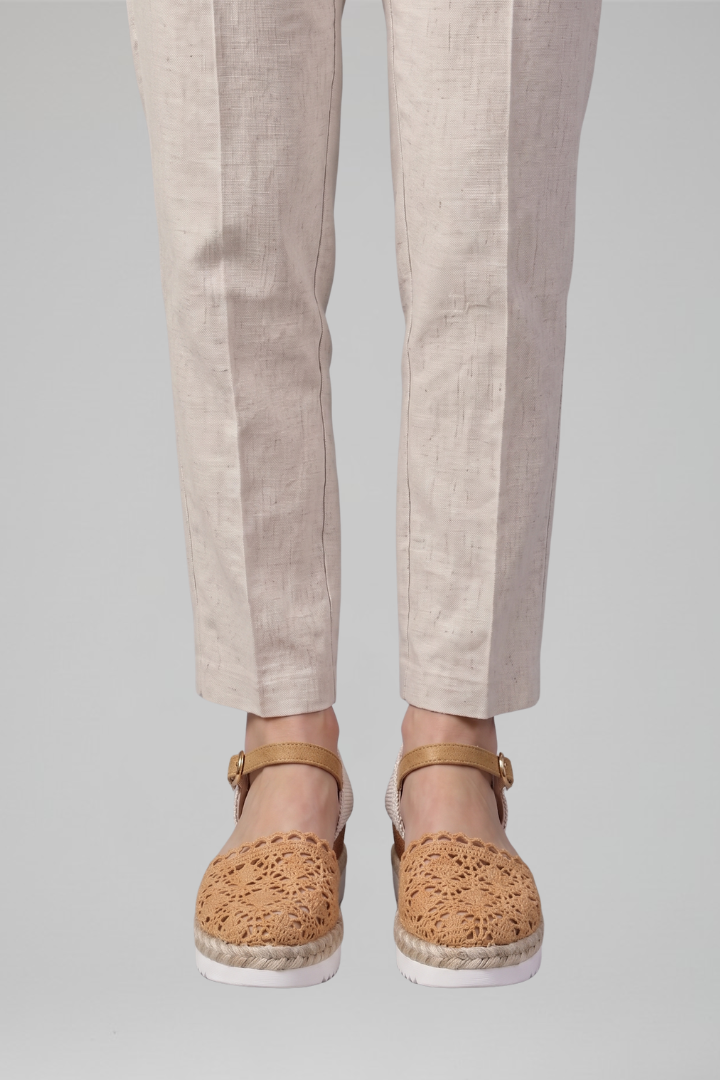 Tivella | Women's Crochet Ankle Strap Espadrille Sandals - Cream - Image 7