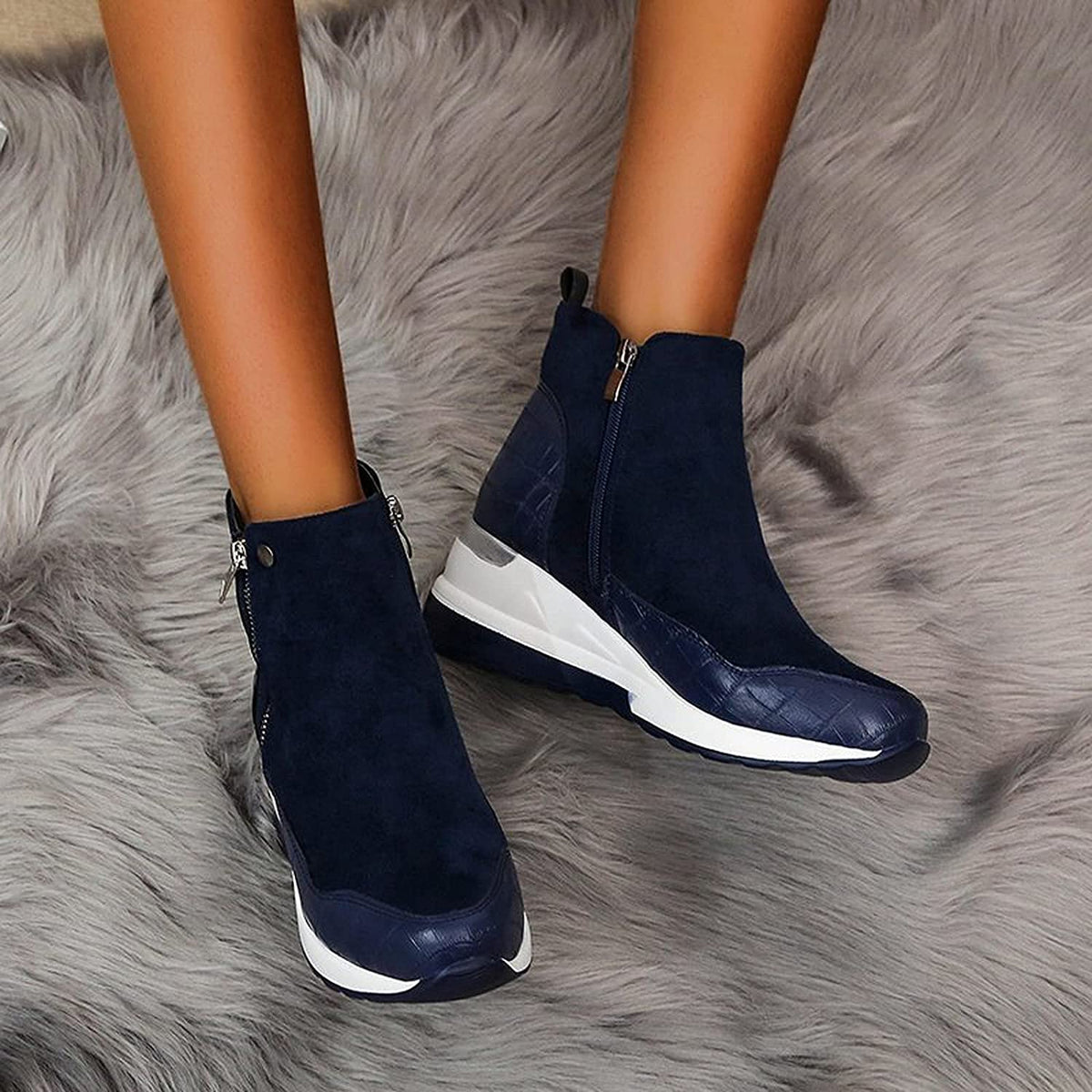 Tivelle | Women's Orthopedic Sneaker Ankle Boots - Light Brown - Image 9