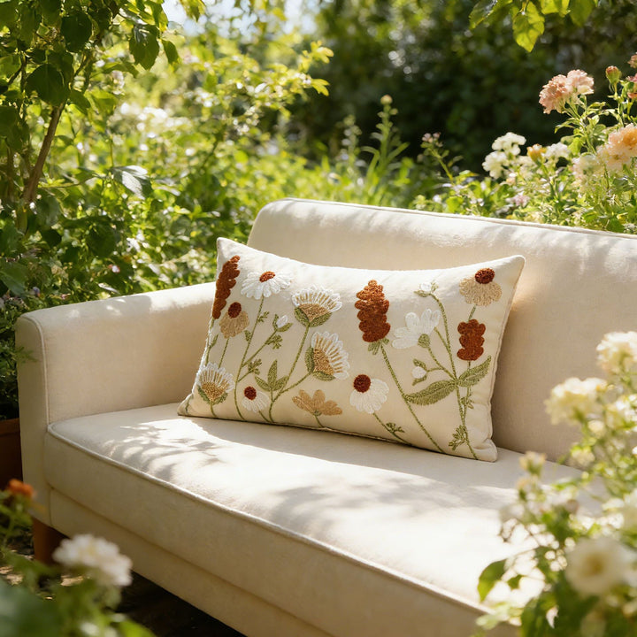Tivourne | Embroidered Cushion Cover - Cream - Image 9