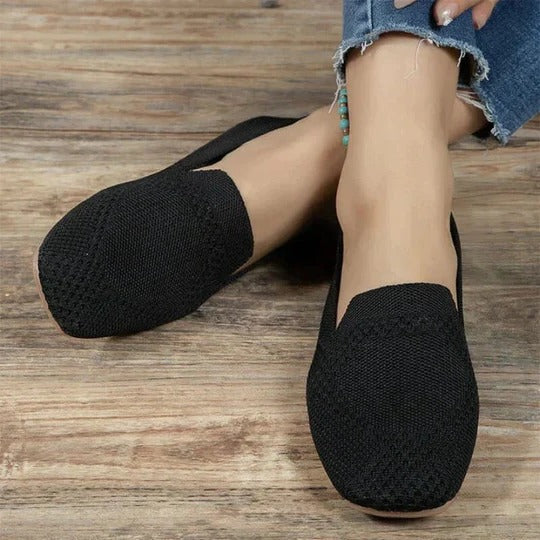 Varelith | Women's Knit Slip-On Flats - Cream - Image 2