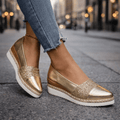 Veldara | Women's Espadrille Wedge Loafer Slip-On Shoes - Gold - Image 1