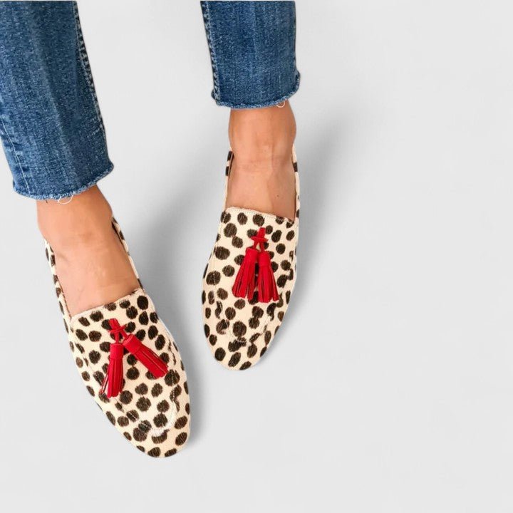 Veldara | Women's Orthopaedic Leopard Tassel Loafers - Leopard - Image 1