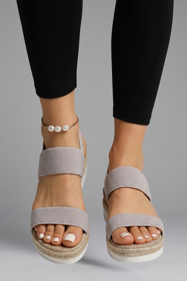 Veldara | Women's Wedge Sandals Espadrille Platform - Light Grey - Image 1