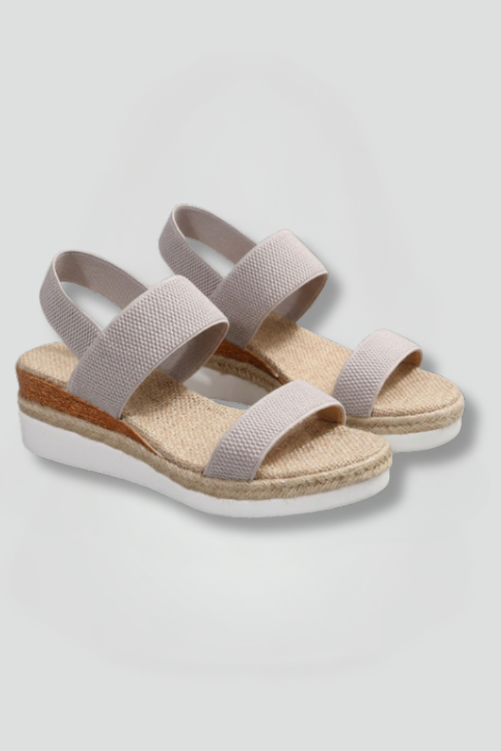 Veldara | Women's Wedge Sandals Espadrille Platform - Light Grey - Image 2