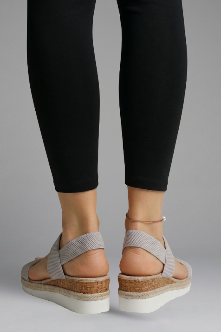 Veldara | Women's Wedge Sandals Espadrille Platform - Light Grey - Image 5