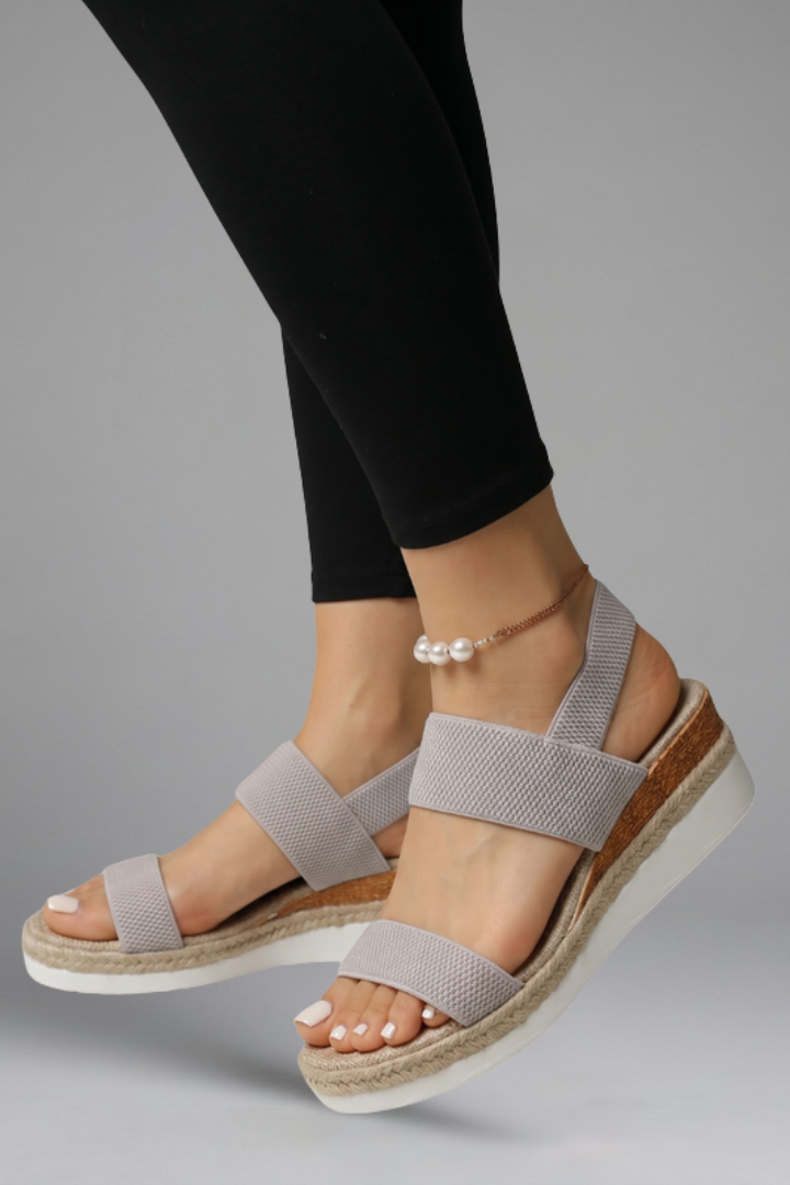 Veldara | Women's Wedge Sandals Espadrille Platform - Light Grey - Image 6