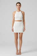 Veldoris | Women's Two Piece Set Halter Crop Top Mini Skirt - White - Image 1