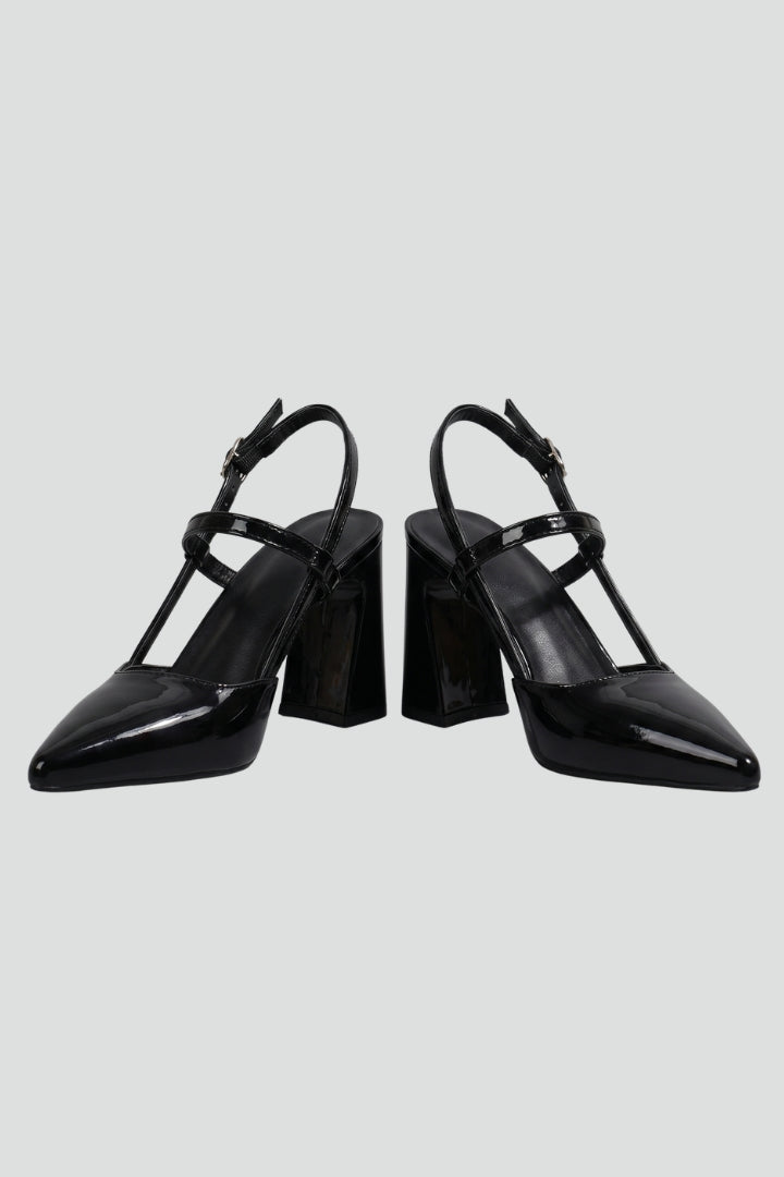 Veldouri | Women's Block Heel Pumps Pointed Toe - Black - Image 2