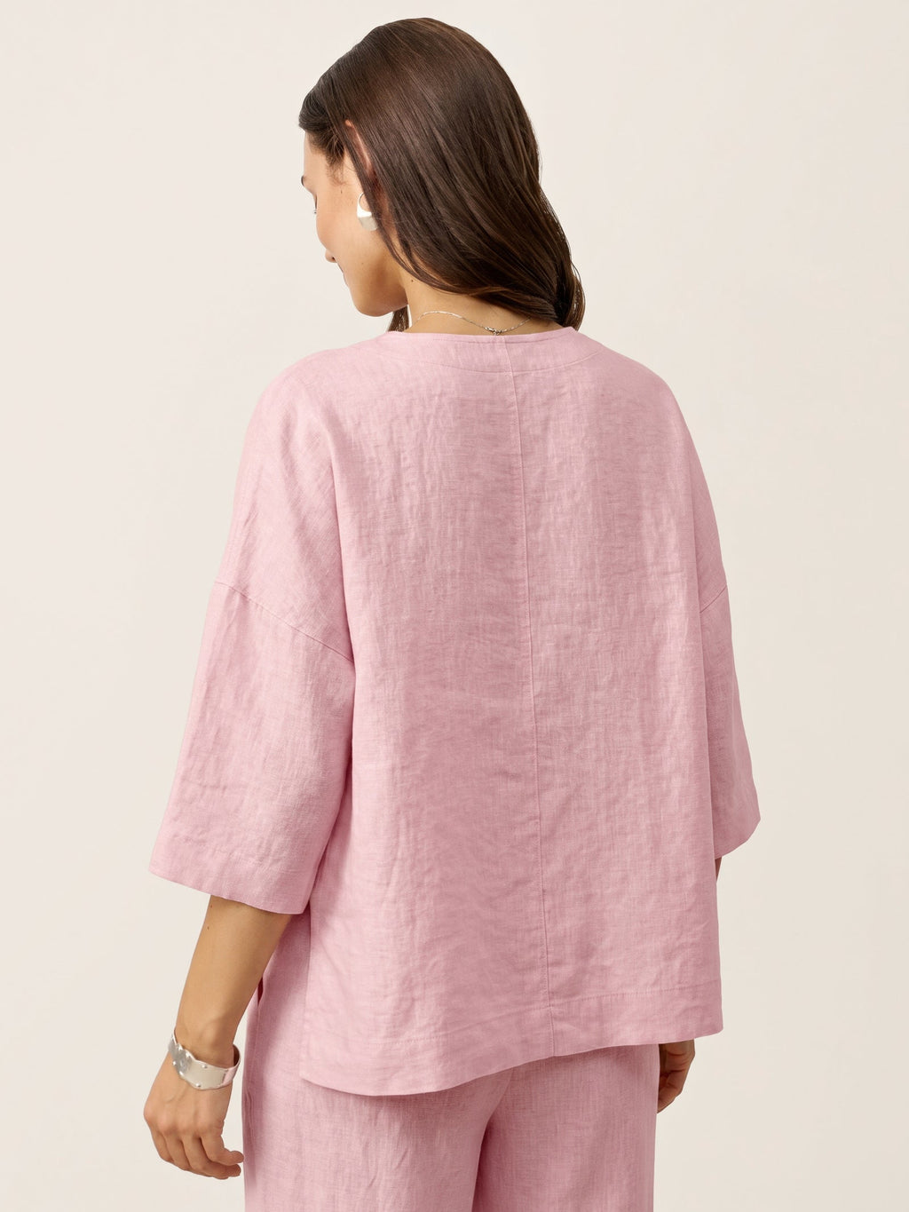 Veldourne | Women's Linen Top V-Neck Relaxed Blouse - Light Blue - Image 43