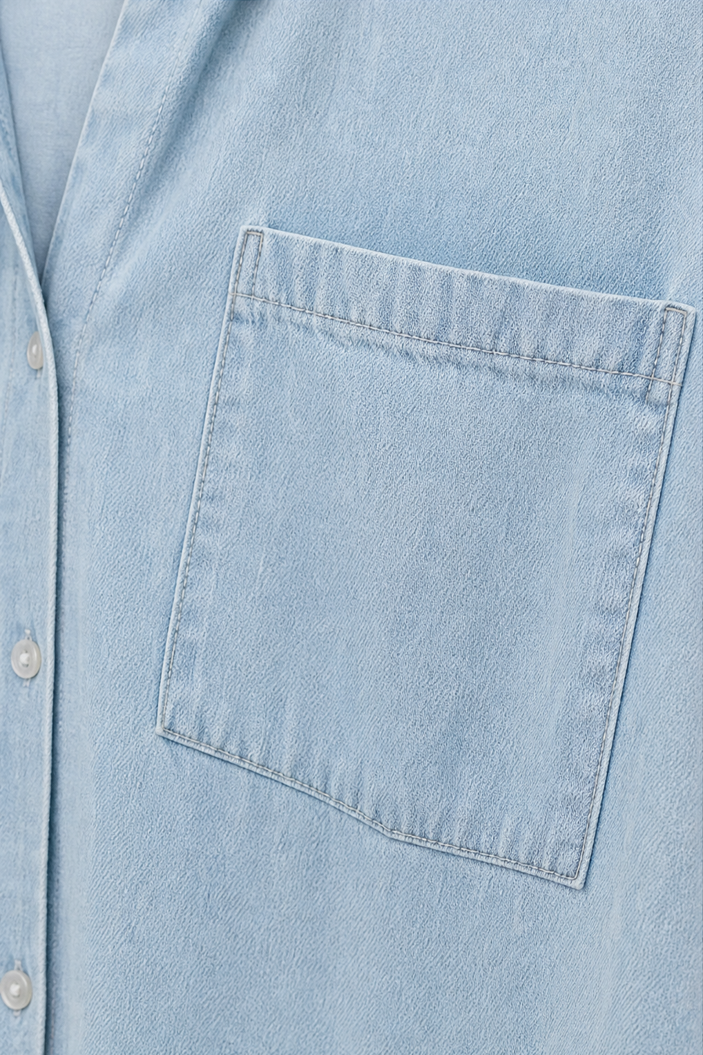 Veldourne | Women's Oversized Denim Shirt Tunic Top - Light Blue - Image 9
