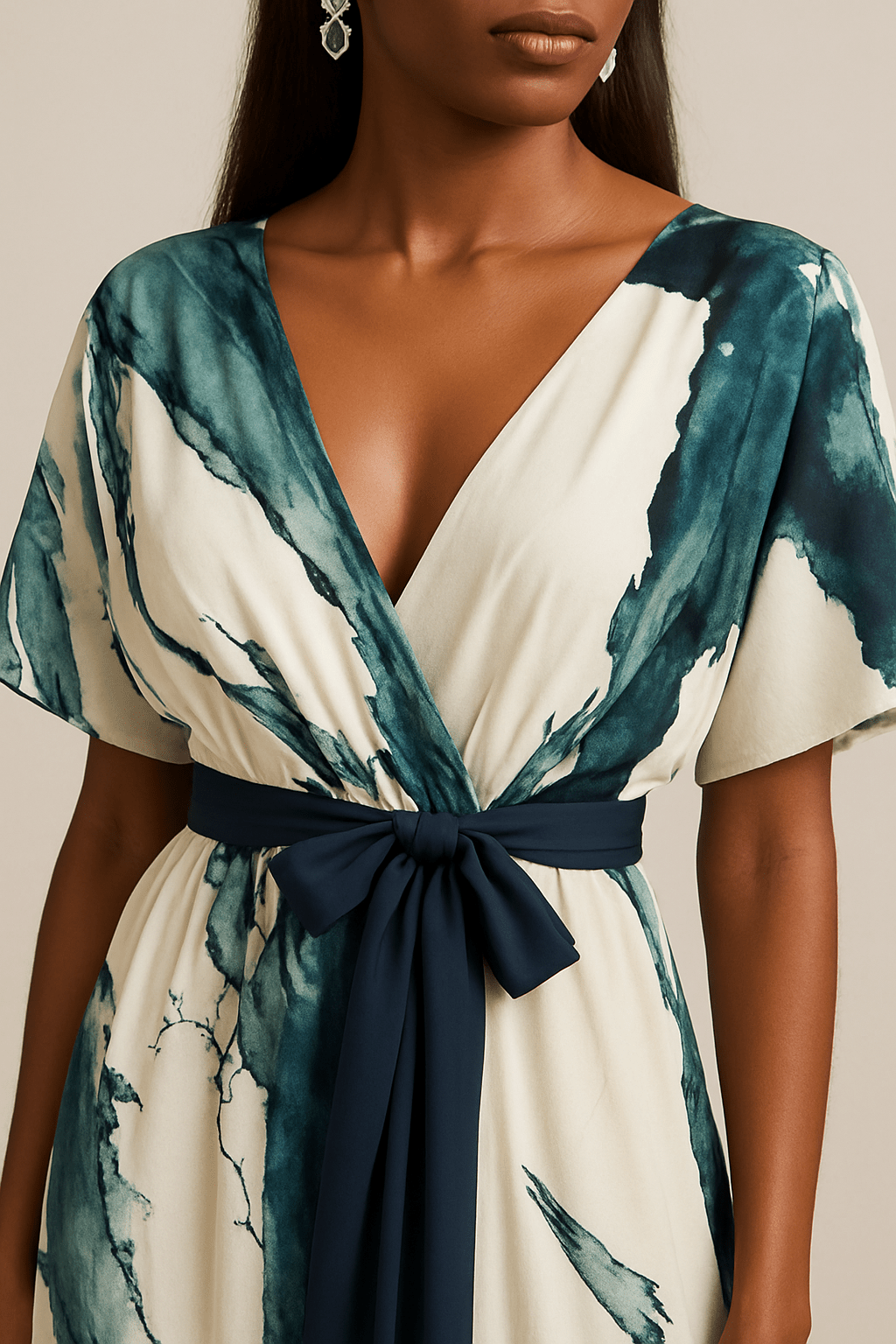 Veldris | Women's Abstract Print Belted Maxi Dress - Image 3