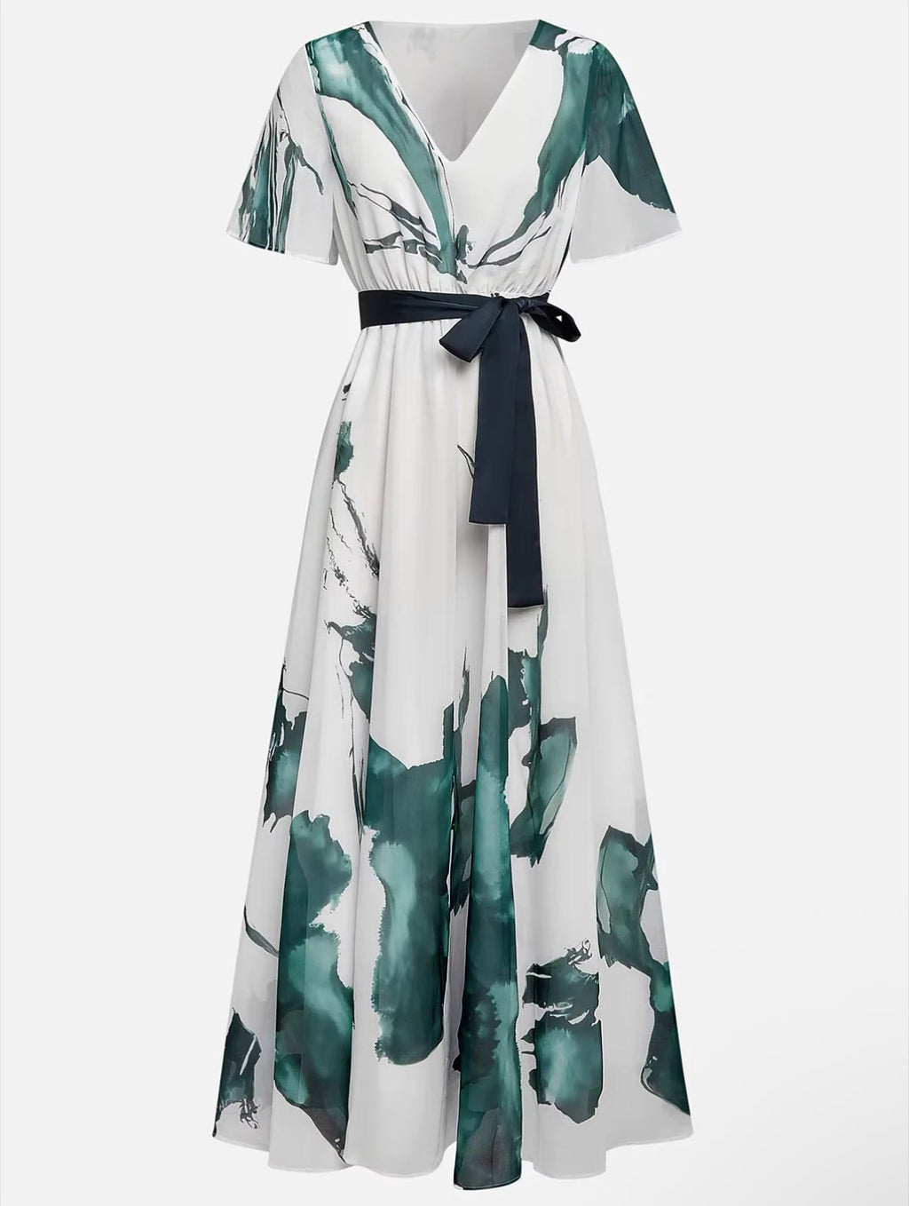 Veldris | Women's Abstract Print Belted Maxi Dress - Image 6