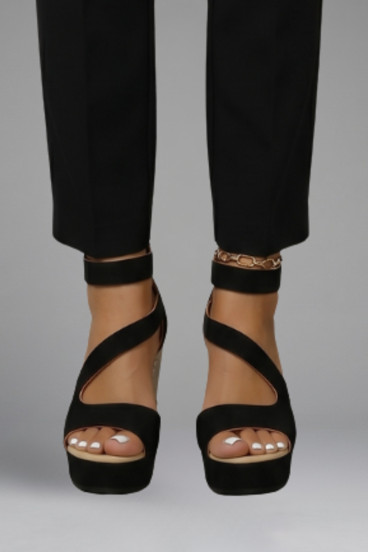 Veldris | Women's Platform Wedge Sandals - Black - Image 1