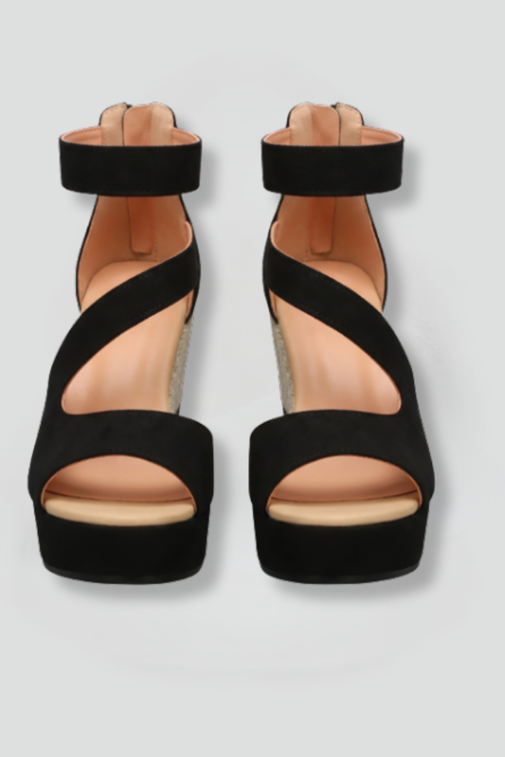 Veldris | Women's Platform Wedge Sandals - Black - Image 2
